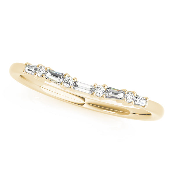 Alternating Round & Fancy Baguette Half Eternity Ring in 10K/14K gold and platinum with certified lab-grown or natural diamonds