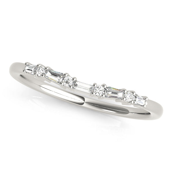Alternating Round & Fancy Baguette Half Eternity Ring in Gold & Platinum