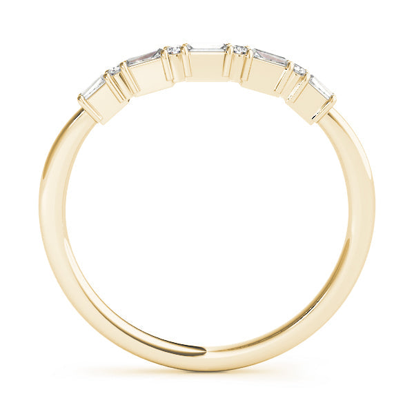 Alternating Round & Fancy Baguette Half Eternity Ring in Gold & Platinum
