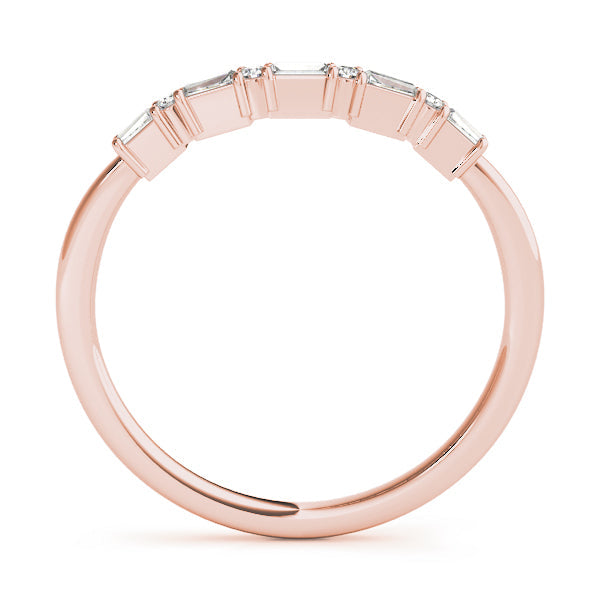 Alternating Round & Fancy Baguette Half Eternity Ring in Gold & Platinum