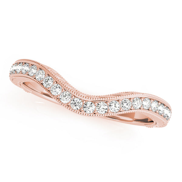Curved Milgrain Half Eternity Ring in Gold & Platinum