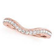 Curved Milgrain Half Eternity Ring in Gold & Platinum