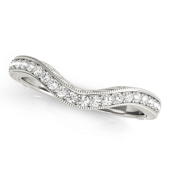 Curved Milgrain Half Eternity Ring in Gold & Platinum