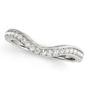 Curved Milgrain Half Eternity Ring in Gold & Platinum