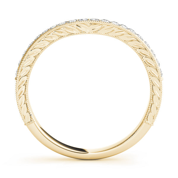 Curved Milgrain Half Eternity Ring in Gold & Platinum