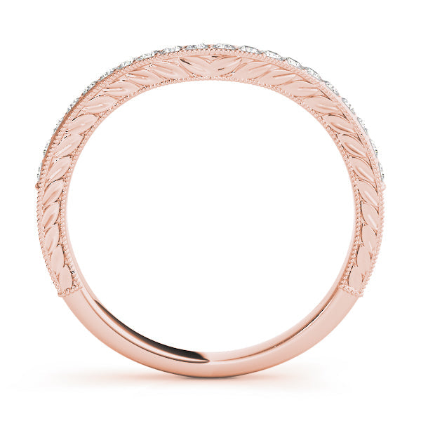 Curved Milgrain Half Eternity Ring in Gold & Platinum