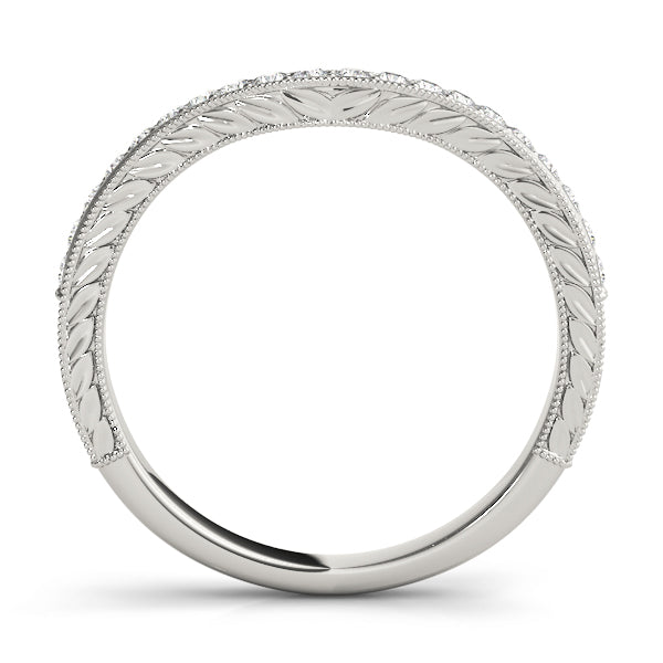 Curved Milgrain Half Eternity Ring in Gold & Platinum