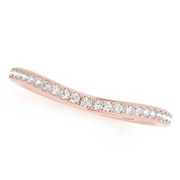 Single Row Prong Set Curved Half Eternity Ring in Gold & Platinum