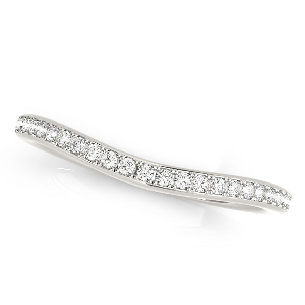 Single Row Prong Set Curved Half Eternity Ring in Gold & Platinum