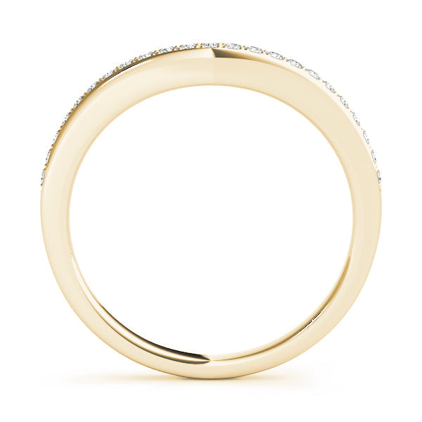 Single Row Prong Set Curved Half Eternity Ring in Gold & Platinum