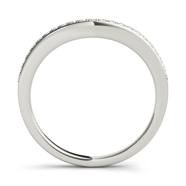 Single Row Prong Set Curved Half Eternity Ring in Gold & Platinum