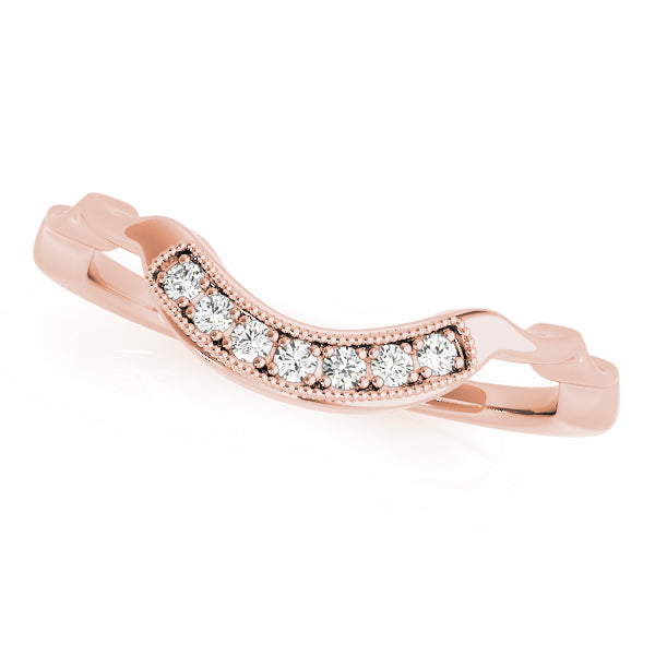 Vintage Milgrain Curved Half Eternity Ring in Gold & Platinum