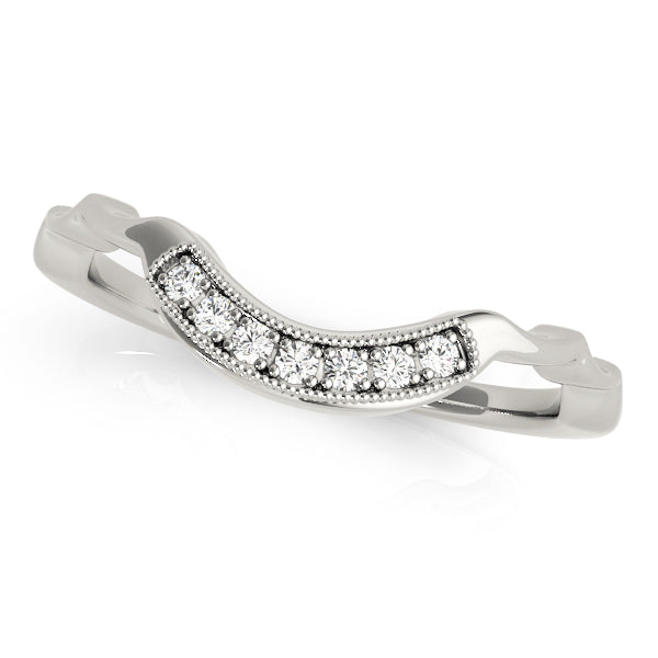 Vintage Milgrain Curved Half Eternity Ring in Gold & Platinum