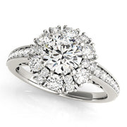 Romantic Halo Round Diamond Engagement Ring in 10K/14K gold and platinum with certified lab-grown or natural diamonds