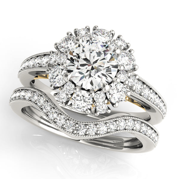 Romantic Halo Round Diamond Engagement Ring in 10K/14K gold and platinum with certified lab-grown or natural diamonds