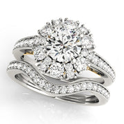 Romantic Halo Round Diamond Engagement Ring in 10K/14K gold and platinum with certified lab-grown or natural diamonds