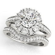 Romantic Halo Round Diamond Engagement Ring in 10K/14K gold and platinum with certified lab-grown or natural diamonds