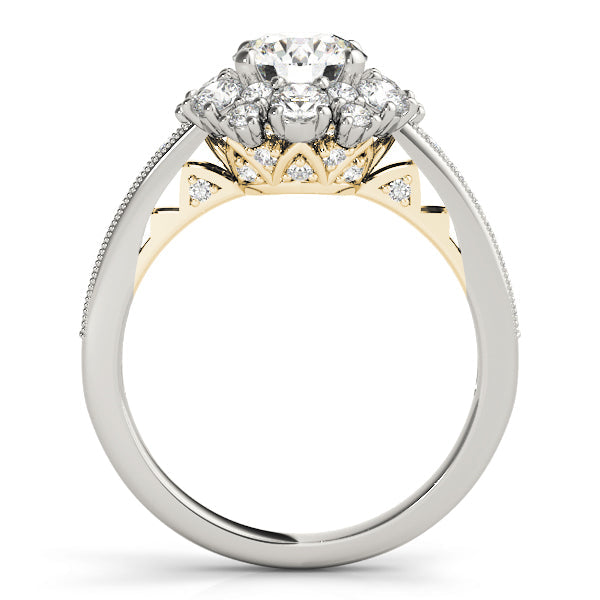 Romantic Halo Round Diamond Engagement Ring in 10K/14K gold and platinum with certified lab-grown or natural diamonds