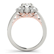 Romantic Halo Round Diamond Engagement Ring in 10K/14K gold and platinum with certified lab-grown or natural diamonds