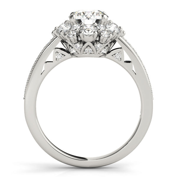 Romantic Halo Round Diamond Engagement Ring in 10K/14K gold and platinum with certified lab-grown or natural diamonds