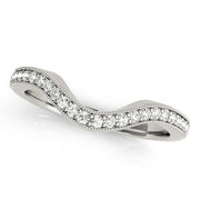 Single Row Prong Set Milgrain Curved Half Eternity Ring in Gold & Platinum