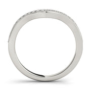 Single Row Prong Set Milgrain Curved Half Eternity Ring in Gold & Platinum