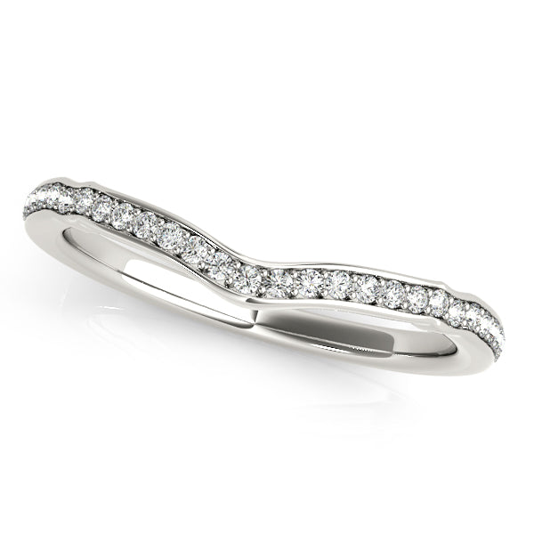 Prong in Channel Curved Half Eternity Ring in Gold & Platinum