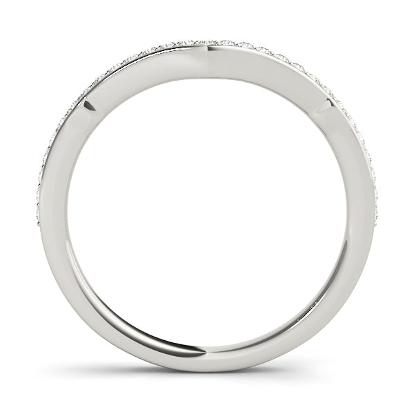 Prong in Channel Curved Half Eternity Ring in Gold & Platinum