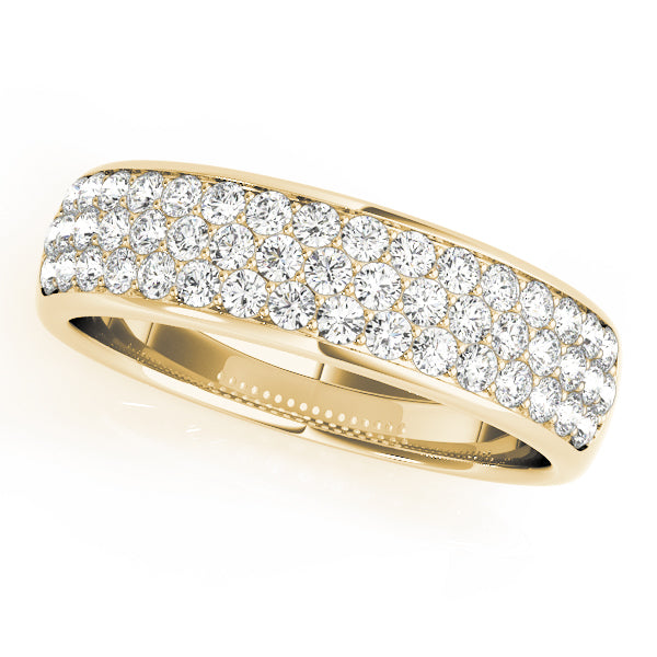 Multiple Row Pavé Set Half Eternity Ring in 10K/14K gold and platinum with certified lab-grown or natural diamonds