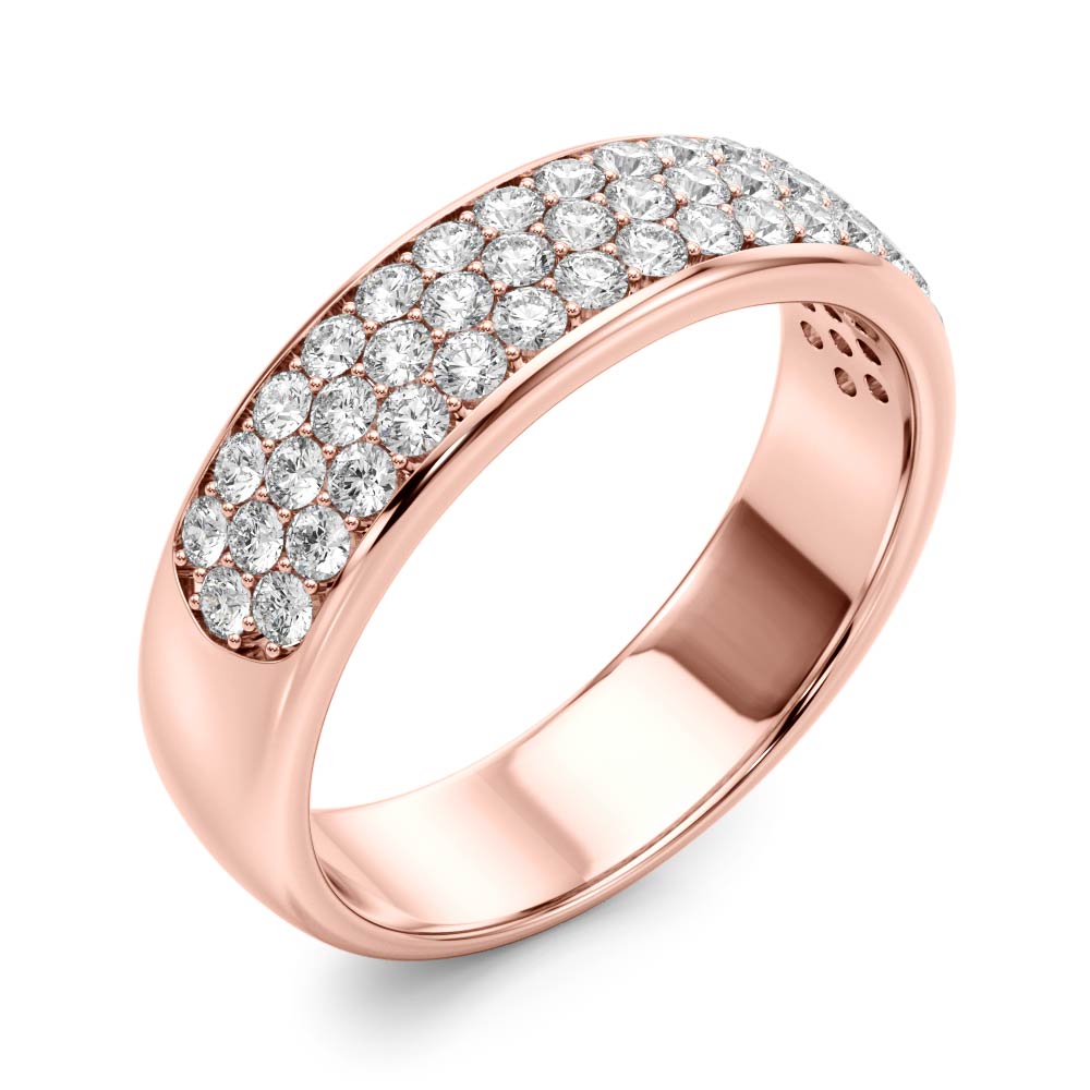 Multiple Row PavÃ£Â© Set Half Eternity Ring in Gold & Platinum