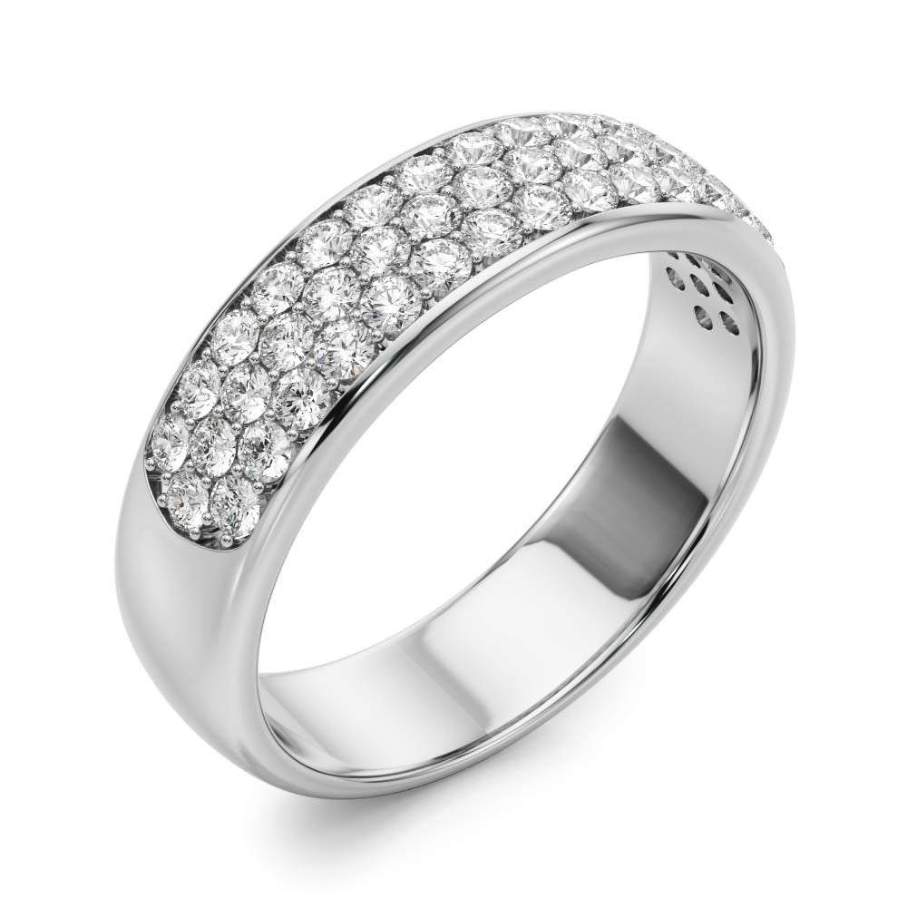 Multiple Row PavÃ£Â© Set Half Eternity Ring in Gold & Platinum