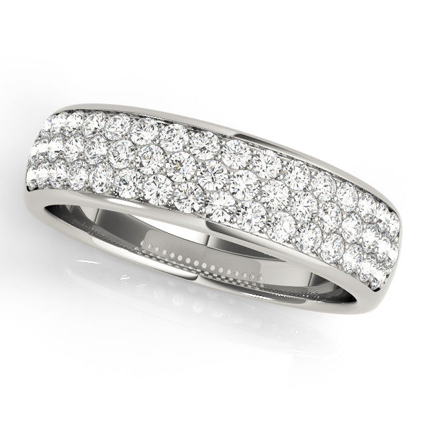 Multiple Row PavÃ£Â© Set Half Eternity Ring in Gold & Platinum