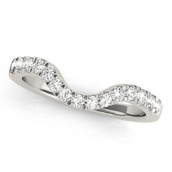 Curved Split Prong Half Eternity Ring in Gold & Platinum
