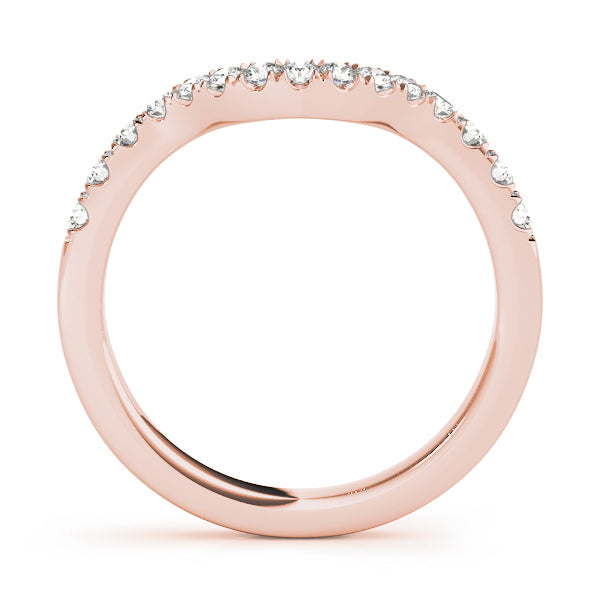 Curved Split Prong Half Eternity Ring in Gold & Platinum