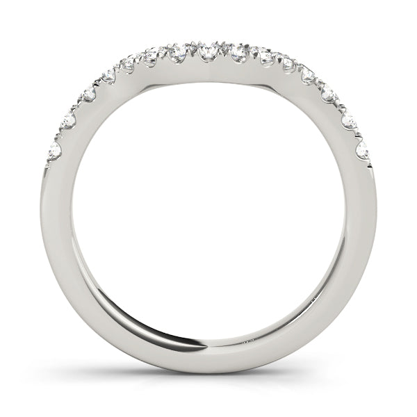 Curved Split Prong Half Eternity Ring in Gold & Platinum