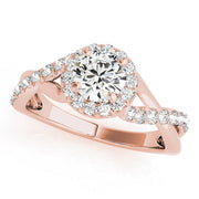 Celestial Halo Round Diamond Engagement Ring in 10K/14K gold and platinum with certified lab-grown or natural diamonds