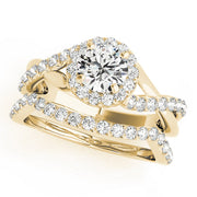 Celestial Halo Round Diamond Engagement Ring in 10K/14K gold and platinum with certified lab-grown or natural diamonds