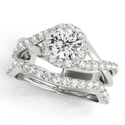 Celestial Halo Round Diamond Engagement Ring in 10K/14K gold and platinum with certified lab-grown or natural diamonds