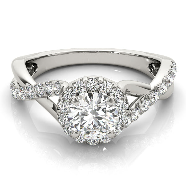 Celestial Halo Round Diamond Engagement Ring in 10K/14K gold and platinum with certified lab-grown or natural diamonds