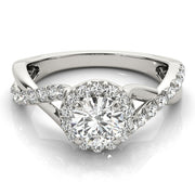 Celestial Halo Round Diamond Engagement Ring in 10K/14K gold and platinum with certified lab-grown or natural diamonds