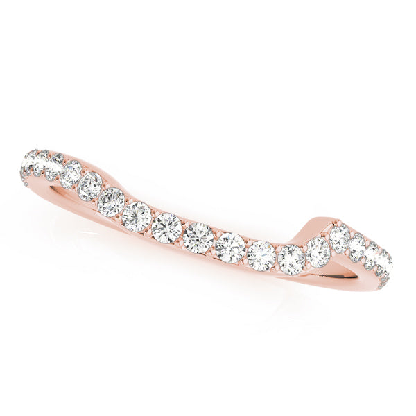Single Row Prong Set Curved Half Eternity Ring in Gold & Platinum