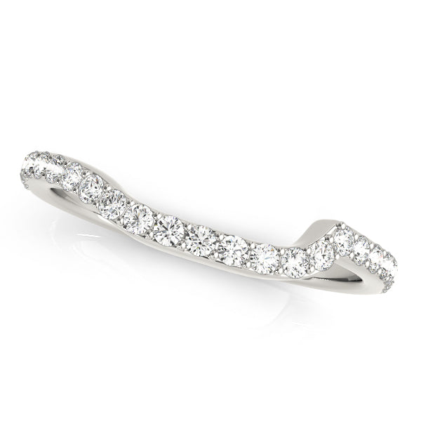 Single Row Prong Set Curved Half Eternity Ring in Gold & Platinum