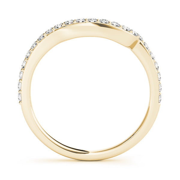 Single Row Prong Set Curved Half Eternity Ring in Gold & Platinum