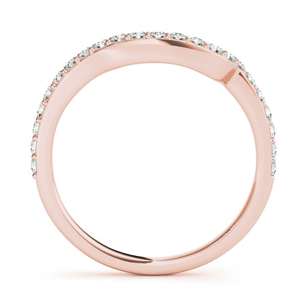 Single Row Prong Set Curved Half Eternity Ring in Gold & Platinum