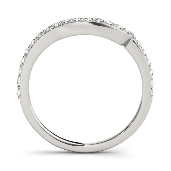 Single Row Prong Set Curved Half Eternity Ring in Gold & Platinum
