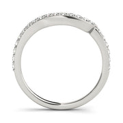 Single Row Prong Set Curved Half Eternity Ring in Gold & Platinum