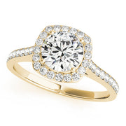 Dazzling Halo Round Diamond Engagement Ring in 10K/14K gold and platinum with certified lab-grown or natural diamonds