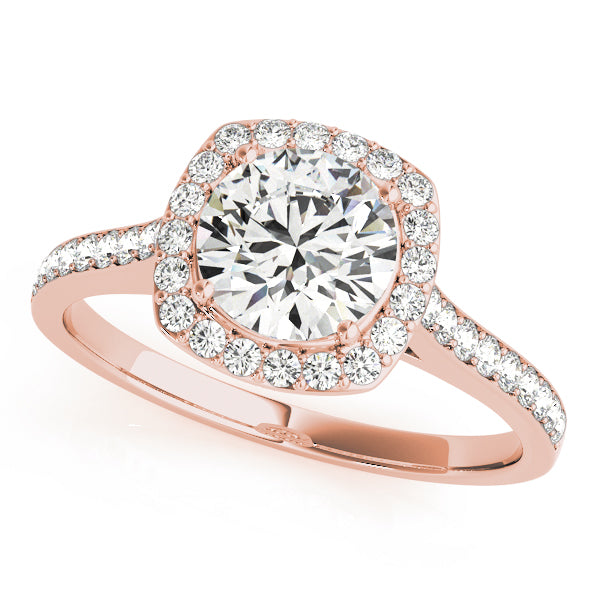 Dazzling Halo Round Diamond Engagement Ring in 10K/14K gold and platinum with certified lab-grown or natural diamonds