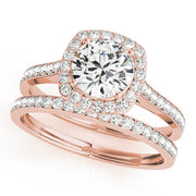 Dazzling Halo Round Diamond Engagement Ring in 10K/14K gold and platinum with certified lab-grown or natural diamonds