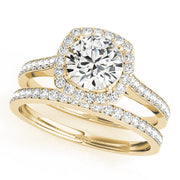 Dazzling Halo Round Diamond Engagement Ring in 10K/14K gold and platinum with certified lab-grown or natural diamonds
